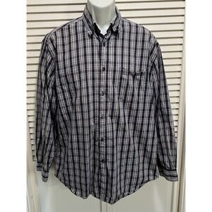Dockers Premium Plaid Black/Gray/Tan Long Sleeve Button Up Shirt Size L‎